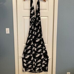 Kamalikulture Black and White Cross Halter Dress, Large